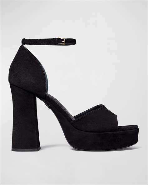 suede platform sandals prada|Prada ankle strap platform sandals.